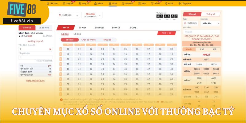 five88l Chuyên mục Xổ số online với thưởng bạc tỷ